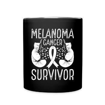 Melanoma Cancer Survivor Awareness Ribbon Gloves - Full Colour Mug - black - Front