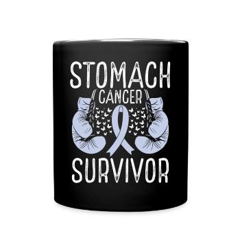 Stomach Cancer Survivor Awareness Ribbon Gloves - Full Colour Mug - black - Front