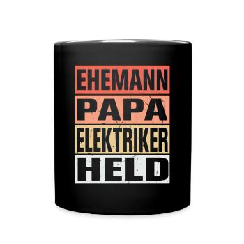 Elektriker Vater Ehemann Held - Tasse einfarbig - Schwarz - Vorne