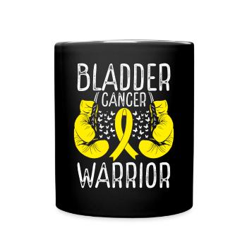 Bladder Cancer Warrior Awareness Ribbon Gloves - Full Colour Mug - black - Front
