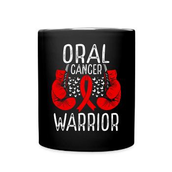 Oral Cancer Warrior Awareness Ribbon Gloves - Full Colour Mug - black - Front