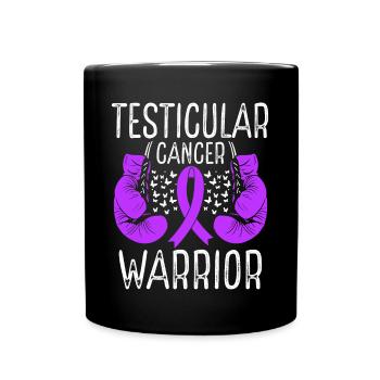 Testicular Cancer Warrior Awareness Ribbon Gloves - Full Colour Mug - black - Front