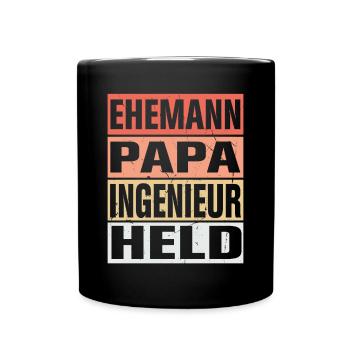 Ingenieur Vater Ehemann Held - Tasse einfarbig - Schwarz - Vorne