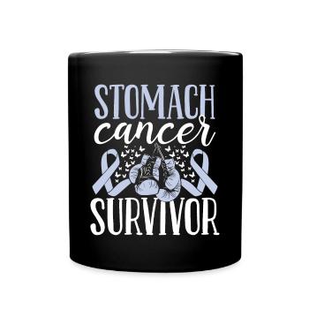 Stomach Cancer Awareness Ribbon Gloves Survivor - Full Colour Mug - black - Front