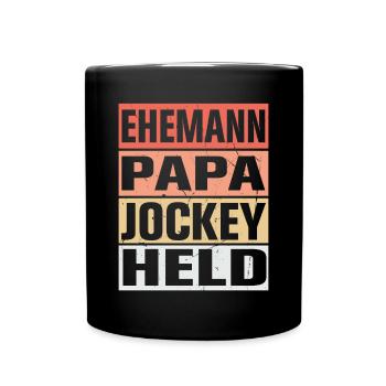Jockey Vater Ehemann Held - Tasse einfarbig - Schwarz - Vorne
