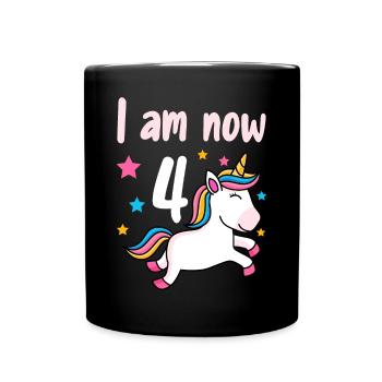 4th birthday girl 4 years - Full Colour Mug - black - Front