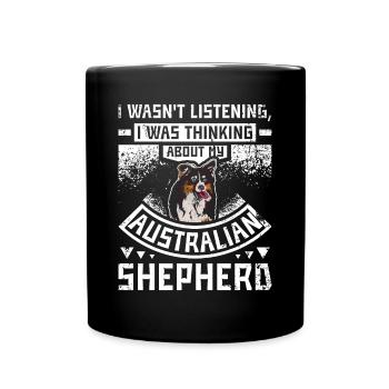 Je pensais à mon berger australien - Mug uni - noir - Devant
