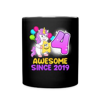 4. Geburtstag Mädchen 4 Jahre - Tasse einfarbig - Schwarz - Vorne