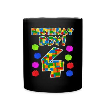 4th birthday boy 4 years - Full Colour Mug - black - Front
