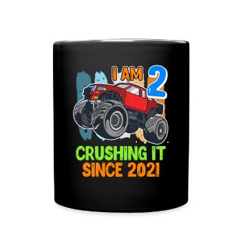 2. Geburtstag Junge 2 Jahre - Tasse einfarbig - Schwarz - Vorne