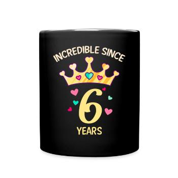 6ème anniversaire fille 6 ans anniversaire - Mug uni - noir - Devant