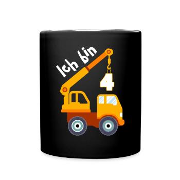 Ich bin 4 Jahre 4. Geburtstag - Tasse einfarbig - Schwarz - Vorne