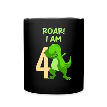 4th birthday Boy Dino 4 years - Full Colour Mug - black - Front