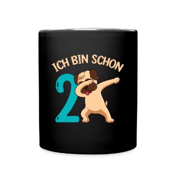 2. Geburtstag 2 Jahre - Tasse einfarbig - Schwarz - Vorne