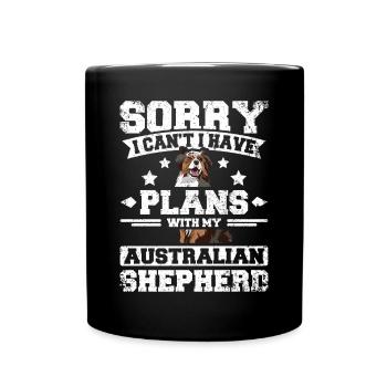 Je ne peux pas J’ai des projets avec mon berger australien - Mug uni - noir - Devant