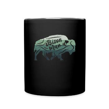 Retro Bison Mum Kuh Bison Büffel Wasserbüffel - Tasse einfarbig - Schwarz - Vorne