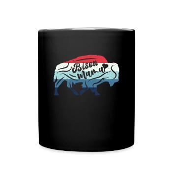 Retro Bison Mum Kuh Bison Büffel Wasserbüffel - Tasse einfarbig - Schwarz - Vorne