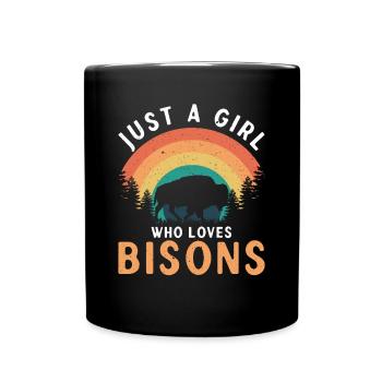 Juste une fille qui aime les bisons Vache Bison Buffle - Mug uni - noir - Devant