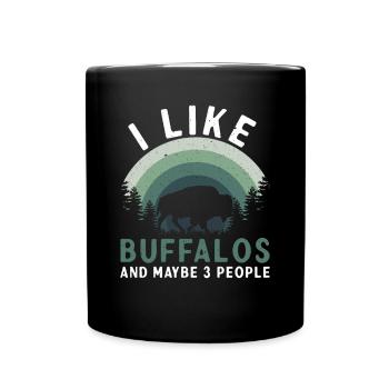 J’aime le bison et 3 personnes vache bison buffle - Mug uni - noir - Devant