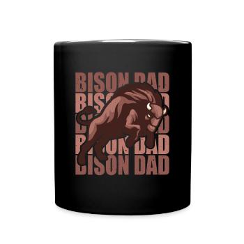 Retro Bison Dad Kuh Bison Büffel Wasserbüffel - Tasse einfarbig - Schwarz - Vorne