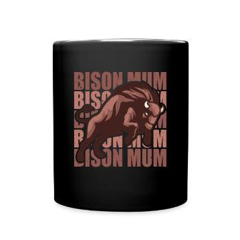 Retro Bison Mum Cow Bison Buffalo Water Buffalo - Full Colour Mug - black - Front
