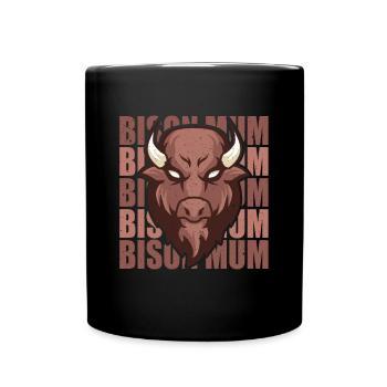 Retro Bison Mum Cow Bison Buffalo Water Buffalo - Full Colour Mug - black - Front