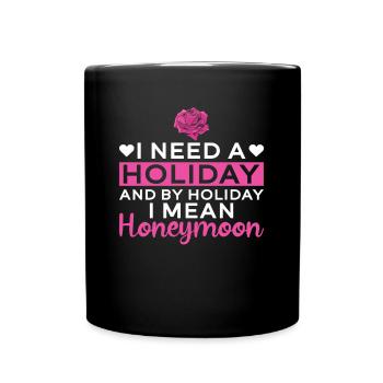 Flitterwochen - Braut JGA Hochzeit - Tasse einfarbig - Schwarz - Vorne