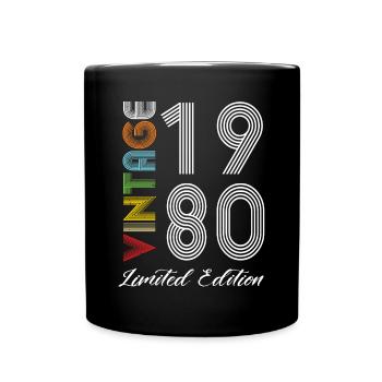 Vintage 1980 Vintage Birthday Retro Vintage - Full Colour Mug - black - Front