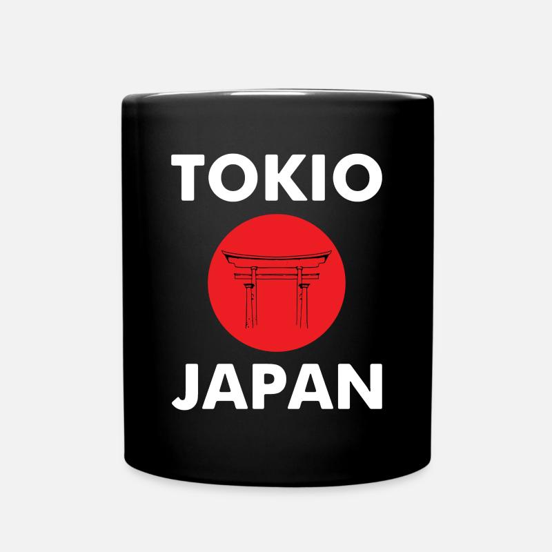 Japan Torii Silhouette auf roter Sonne - Tasse einfarbig - Schwarz