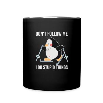Dont Follow Me Skiing Winter Snow Christmas Ski - Full Colour Mug - black - Front