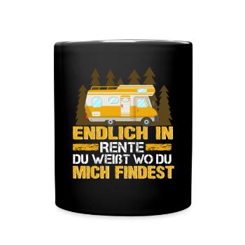 Wohnmobil Wohnwagen Endlich Rente - Tasse einfarbig - Schwarz - Vorne