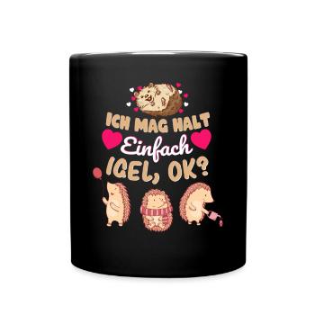 Igel Igelhaus Ich mag halt einfach Igel - Tasse einfarbig - Schwarz - Vorne