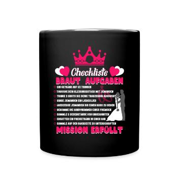 Junggesellinnenabschied Aufgabenliste - Tasse einfarbig - Schwarz - Vorne
