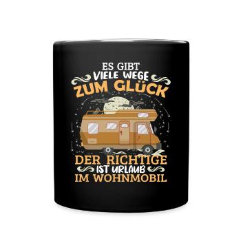 Wohnwagen Camper Urlaub im Wohnmobil - Tasse einfarbig - Schwarz - Vorne