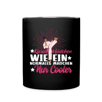 Karate Mädchen wie ein normales Mädchen - Tasse einfarbig - Schwarz - Vorne