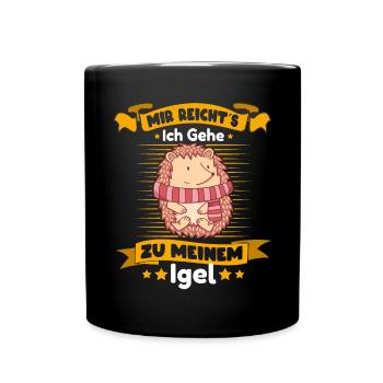 Igel Mir reichts ich gehe zu meinem Igel - Tasse einfarbig - Schwarz - Vorne