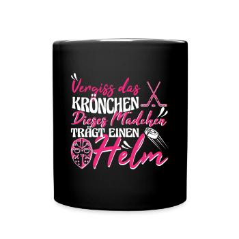 Eishockey Mädchen Vergiss das Krönchen - Tasse einfarbig - Schwarz - Vorne