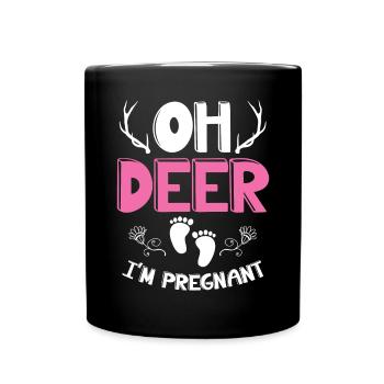 Oh Deer Im Pregnant Pregnancy Birth - Full Colour Mug - black - Front