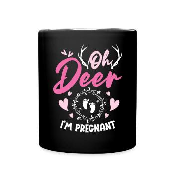 Oh Deer Im Pregnant Pregnancy Birth - Full Colour Mug - black - Front