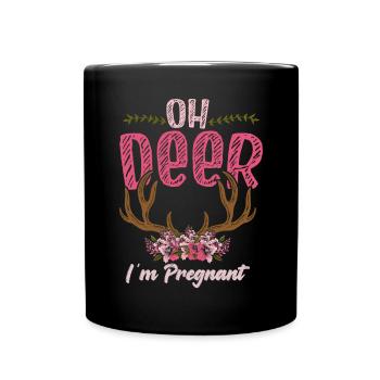 Oh Deer Im Pregnant Pregnancy Birth - Full Colour Mug - black - Front