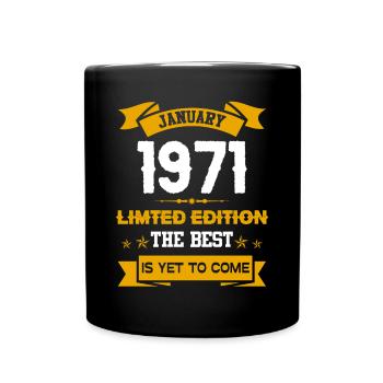 Januar 1971 Geburtstagsgeschenk - Tasse einfarbig - Schwarz - Vorne