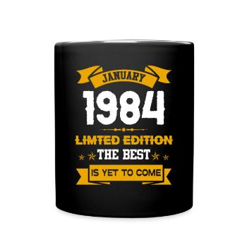 Januar 1984 Geburtstagsgeschenk - Tasse einfarbig - Schwarz - Vorne