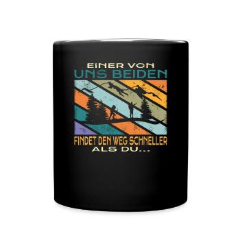 Wandern Zubehör Wanderer Motiv - Tasse einfarbig - Schwarz - Vorne