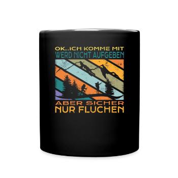 Wandern Zubehör Wanderer Motiv - Tasse einfarbig - Schwarz - Vorne
