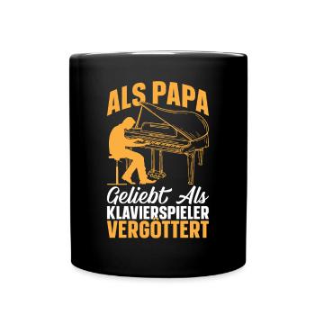 Als Papa geliebt als Klavierspieler vergöttert - - Tasse einfarbig - Schwarz - Vorne