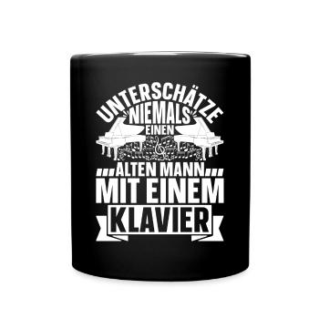 Klavier Spieler Großvater Klavierspieler Opa Piani - Tasse einfarbig - Schwarz - Vorne