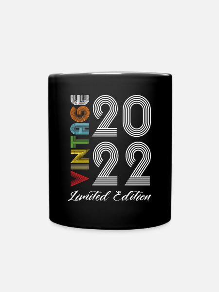 Vintage 2022 Vintage Birthday Retro Vintage - Full Colour Mug - black