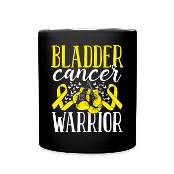 Bladder Cancer Awareness Ribbon Gloves Warrior - Full Colour Mug - black - Front