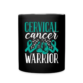 Cervical Cancer Awareness Ribbon Gloves Warrior - Full Colour Mug - black - Front