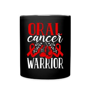 Oral Cancer Awareness Ribbon Gloves Warrior - Full Colour Mug - black - Front